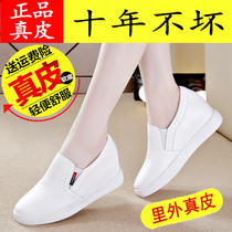 Yerkang Kangnai red long 2021 autumn leather inside the small white shoes female new Lefu shoes casual thick soles