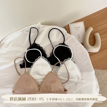 Sexy French lingerie womens big breasts show small lace ultra-thin triangle cup without steel ring bra summer underwear