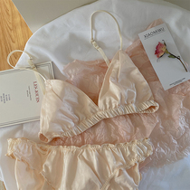 Sexy Bra Set Silk Bikini Girl Breast Underwear No Steel Ring Triangle Cup Summer