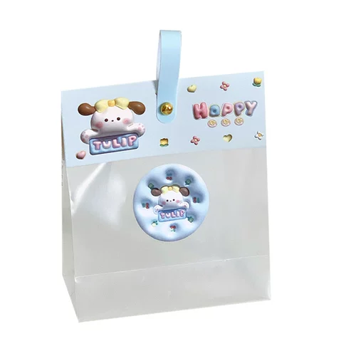 Мультяшная детская льняная сумка для друга, прозрачная упаковка, подарок на день рождения