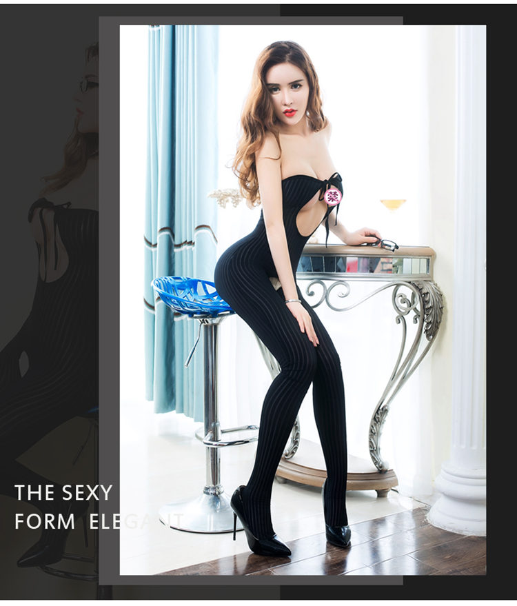 Cám dỗ mở cao thun dọc sọc corset jumpsuit nữ hoàng phù hợp với toàn thân rỗng jumpsuit hộp đêm đồng phục biểu diễn đồ bơi đẹp