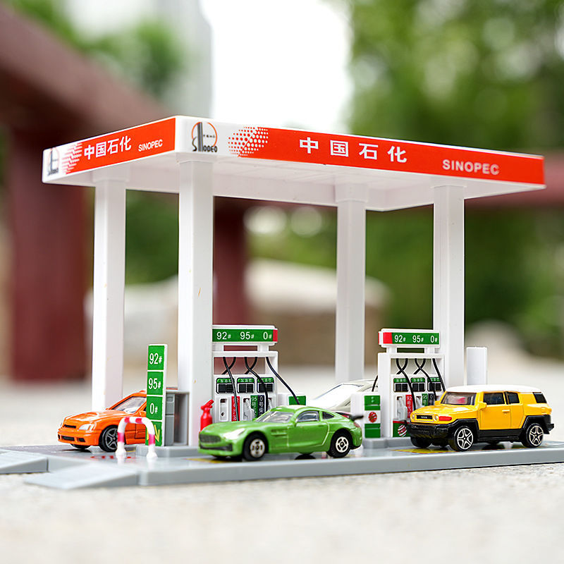 Gas Station Scene Model Set 1:60 Scale Sinopec Petrochina Simulation Scene Fuel Dispenser with Alloy Cart Gas Station Scene Model Set 1:60 Scale Sinopec Petrochina Simulation Scene Fuel Dispenser with Alloy Cart