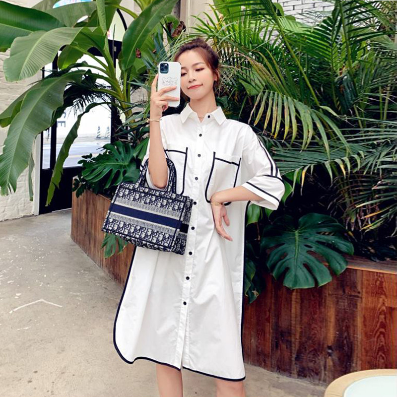 Pregnant Woman Summer Dress Dress Trendy Hot Mother Foreign Pie Loose Cover Shirt Dress Personality Temperamental Pregnant Woman Summer Dress