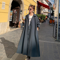Pregnant women spring and autumn coat fashion hot mom fashion loose belly trench coat Medium long over-the-knee third trimester foreign style coat