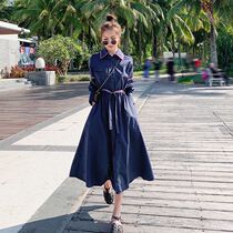 Pregnant women spring dress 2021 New Korean tide mother loose slim shirt dress Joker temperament long sleeve skirt