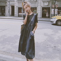 Maternity dress 2021 summer new fashion hot mom fashion personality loose belly cover fake two summer skirts