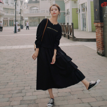 Pregnancy Woman Dress Dress dress 2021 Early spring new Korean version Tide Moms Loose fake Two Weater dress Long sleeves Bottom Skirt