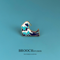 Let's watch the sea waves coming brooch men's and women's couples metal badges clothes collar needle buckle accessories small accessories