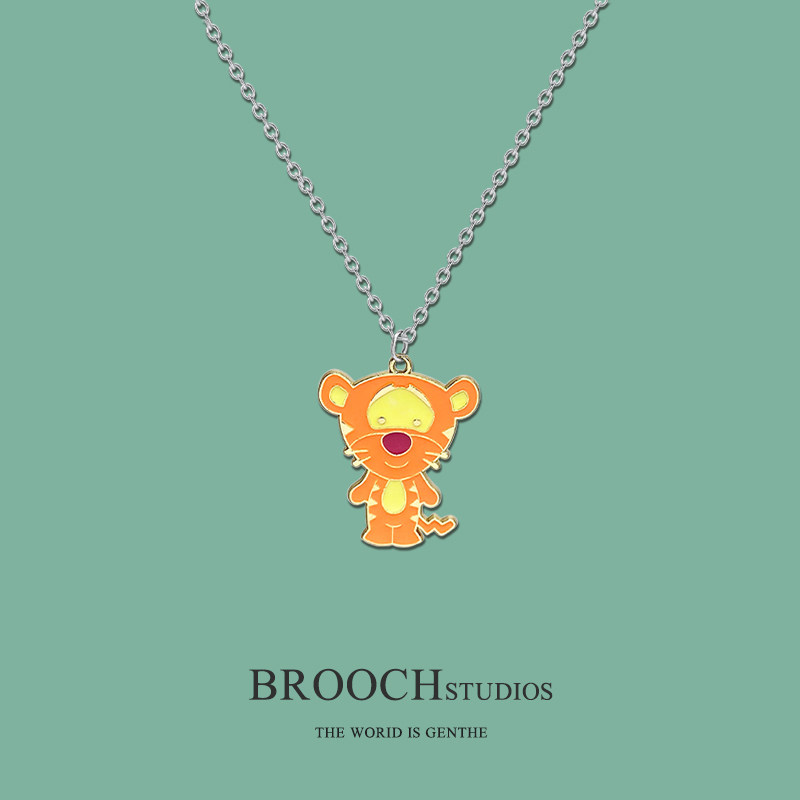 Anime cartoon little tiger necklace Japanese cute 2022 new female matching clothes Japanese and Korean students birthday gift
