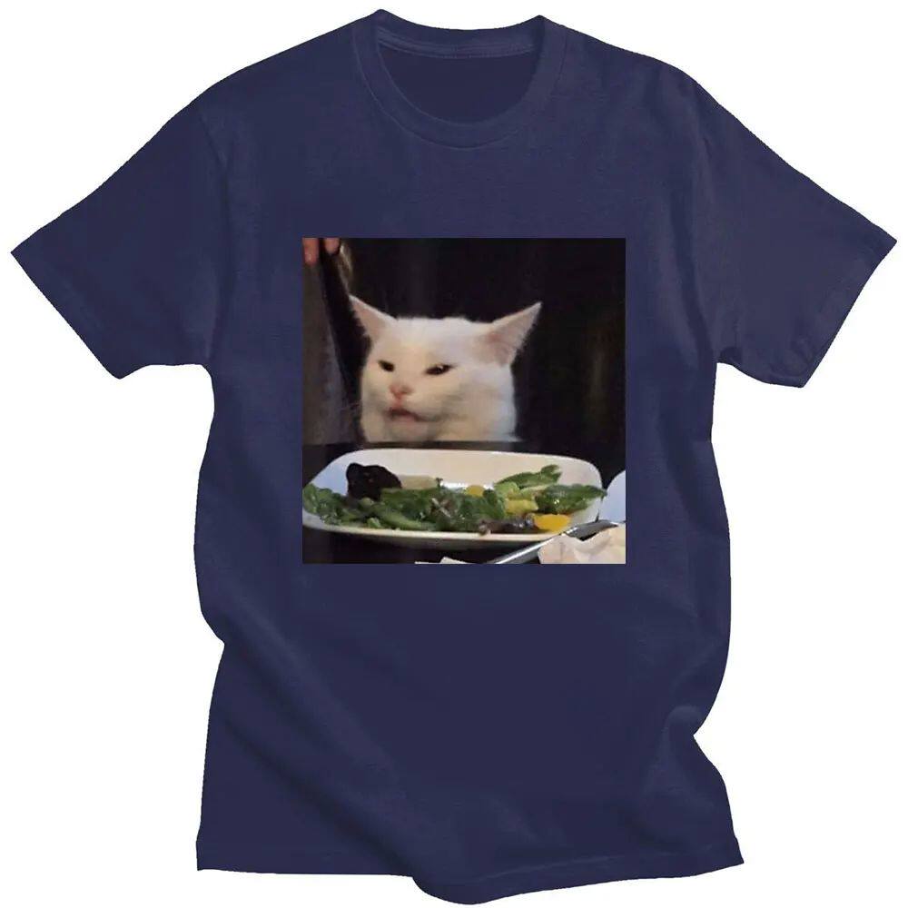 电竞t恤 dinner table cat meme t shirt funny internet yelling confuse 3