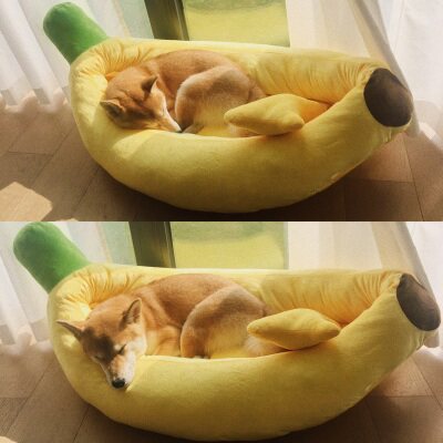 Banana boat kennel winter Teddy Pomeranian dog bed cartoon warm cat kennel four seasons general Bichon small and medium-sized dog
