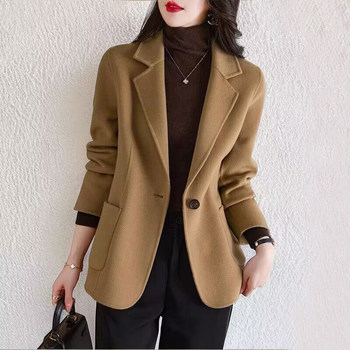 Camel suit woolen coat women's short 2025 autumn and winter new korean style long-sleeved woolen coat for small people