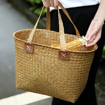 Weaving Vegetable Baskets Hand-held Bamboo Mini Shopping Baskets Rattan Woven Baskets Picnic Baskets Bath Baskets for Grocery Shopping
