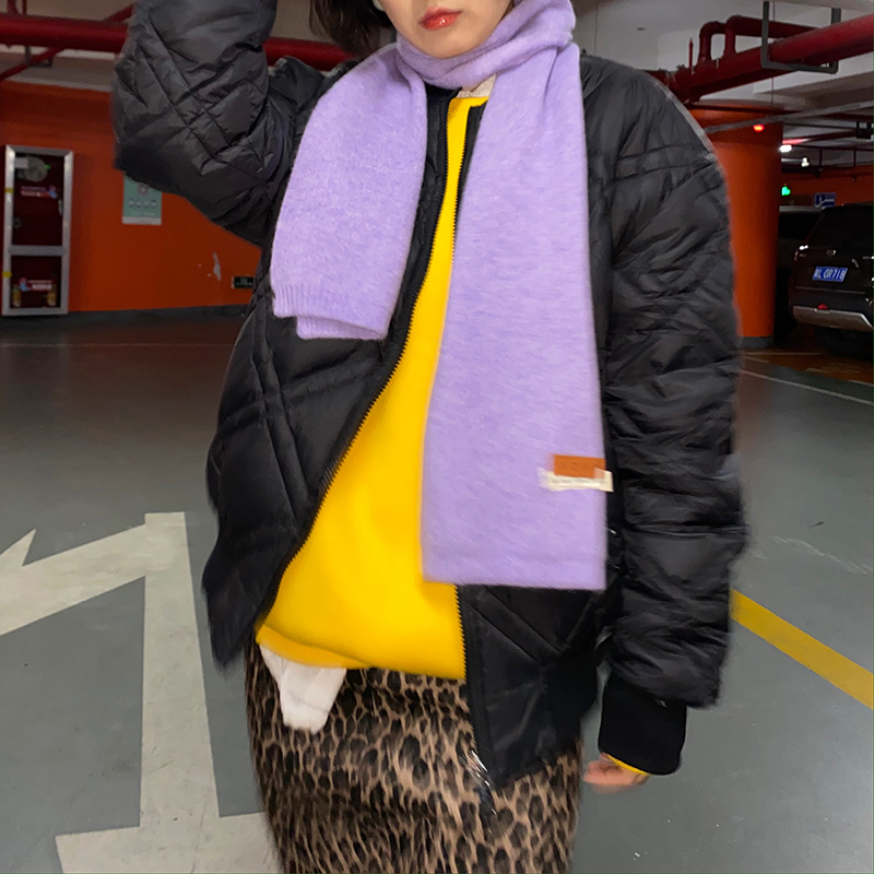 Don't miss the purple scarf with warm knitting youth scarf and soft glutinous women in autumn and winter