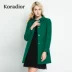 Koradior Leier thương hiệu nữ mùa thu thời trang mới áo khoác len mỏng dài - Accentuated eo áo Accentuated eo áo