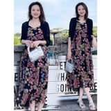 Летнее универсальное легкое и тонкое платье-комбинация, комплект, цветочный принт