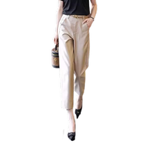 Harem pants womens summer thin pants 2024 new high-waist slim suit pants casual nine-point straight cigarette pants