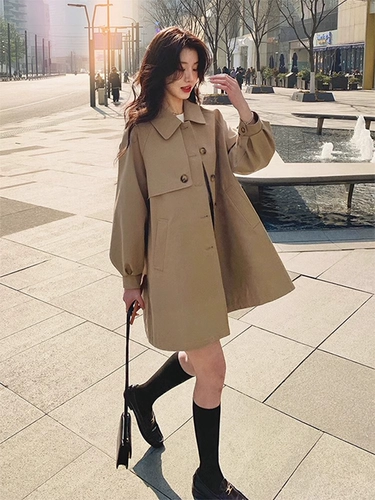 Хаки осенний плащ, куртка для отдыха, в корейском стиле, свободный крой, подходит для подростков, изысканный стиль