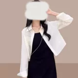 天丝衬衫防晒衣女夏季搭配吊带裙小披肩开衫后背开叉短版衬衫外套