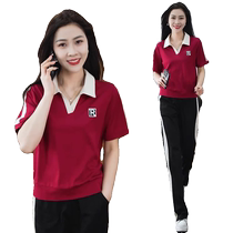 Casual sportswear suit womens 2024 summer new fashion style age-reducing short-sleeved tops wide-leg pants two-piece set