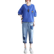 2024 summer new fat sister mm plus size womens casual sports fashion two-piece set with a complete set