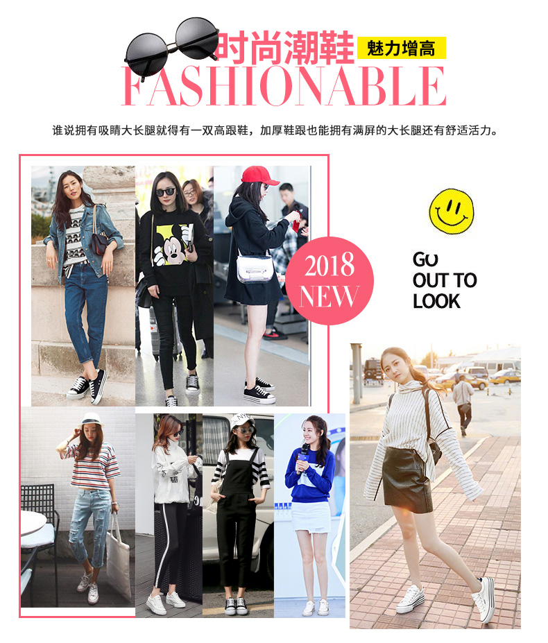 Kéo lại giày nữ giày vải đen dày đáy xuân 2019 cho học sinh mới màu trắng cổ điển - Plimsolls giày vải cao cấp