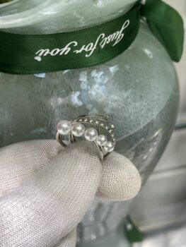 Japanese finished product mirror goddess light 4 6mm seawater akoya multi-bead ring 18k natural diamond inlaid