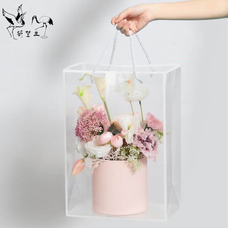Hewanang 520 transparent rectangular frame waterproof hand cupboard window bag flower bouquet packaging bag flower art material