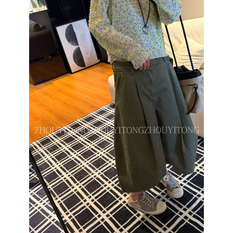 【Italian-French Style】 Zhou Yitong's New Japanese-Style Wide-Leg Pants for Women, Summer Design, Niche Cropped Pants, Summer Trousers