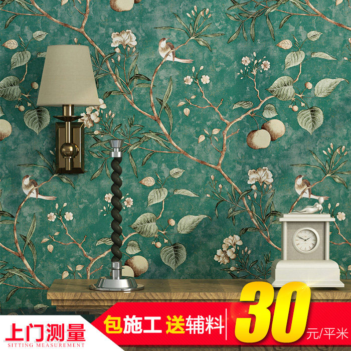 Shenzhen non-woven wallpaper printing retro American bedroom study living room TV background wall door-to-door package sticker CC
