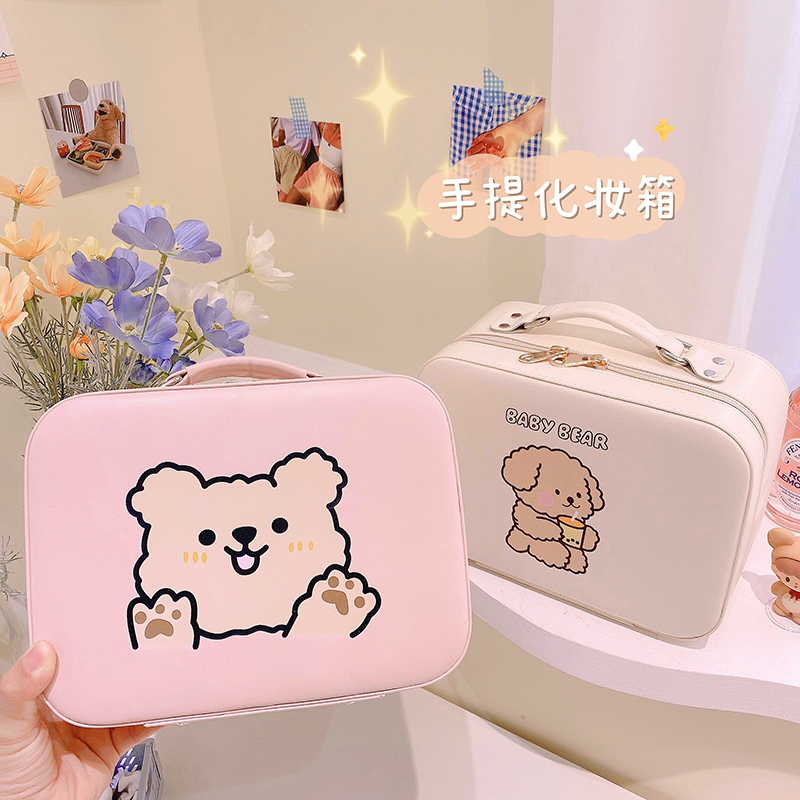ins Weathering Makeup Bag Woman Portable New Travel Big Capacity Cute Day Ensemble Korea Little Bear Suitcases Makeup Boxes