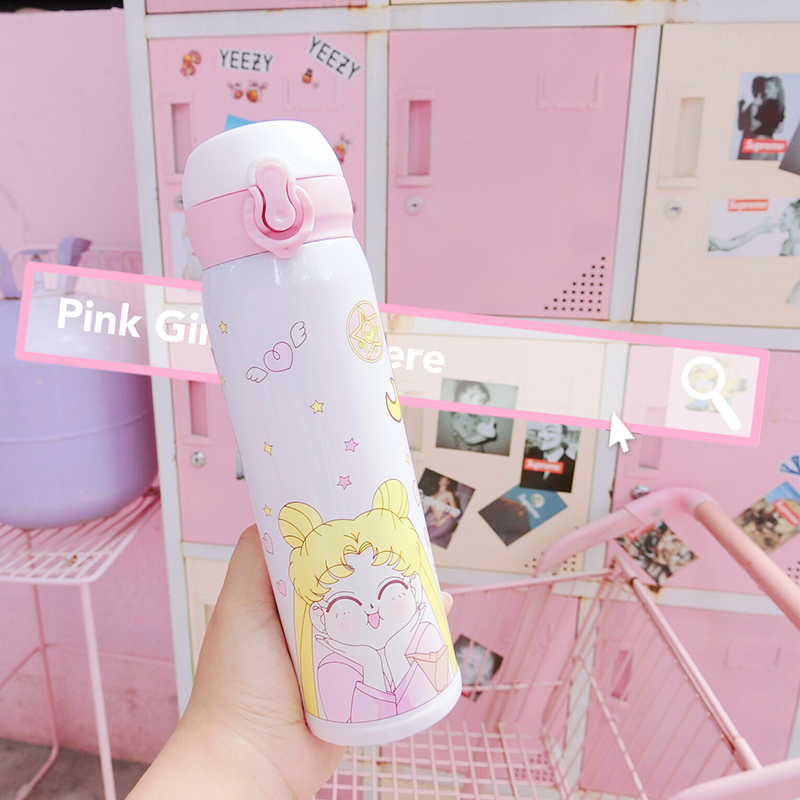 ins Beautiful girl thermos cup net red stainless steel cup Cute girl cup Portable creative student accompanying cup