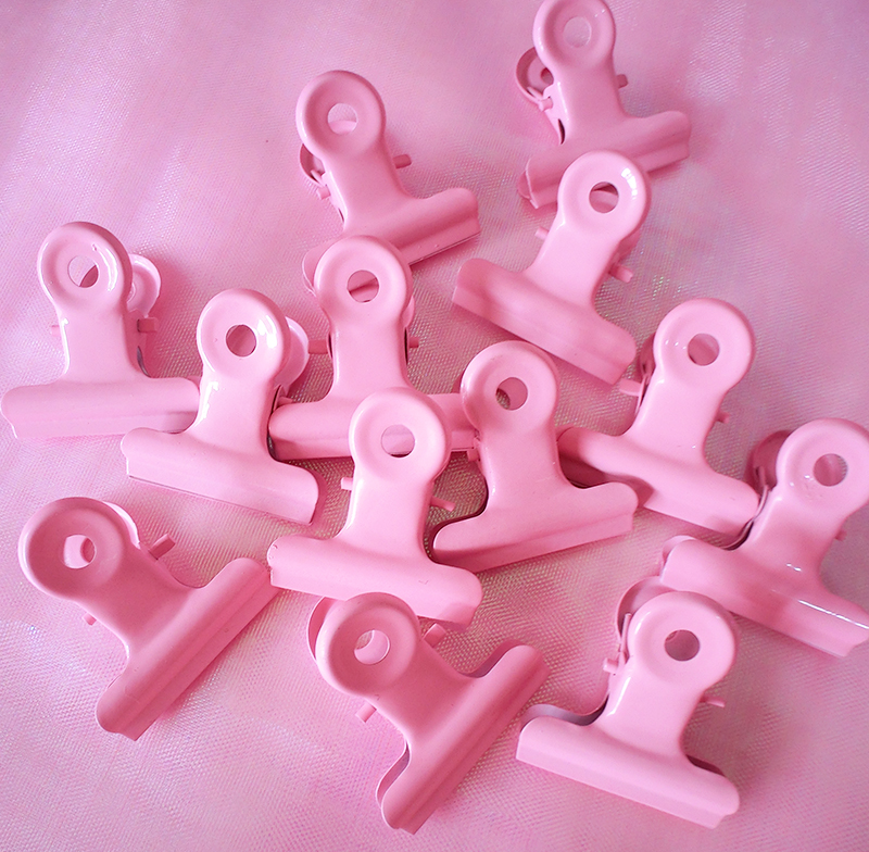 Pink girl heart iron clip Ticket clip Student paper invoice folder Sub snack sealing clip