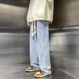 Осенние джинсы, летние тонкие черные штаны, свободный прямой крой, в американском стиле