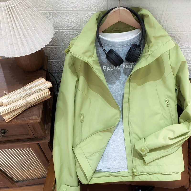Paul Peter Same Style Women's Casual Jacket with Detachable Hood, Stand Collar, Short Outdoor Style Yifaj00660