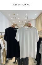 RUNXI Comfort Cotton Minimalist Pure Color Round Collar Blouse 2022 Spring Summer Han version loose base Casual Short Sleeve T-shirt