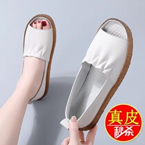 Net Red Dragonfly Genuine Leather Fish Mouth Toenails Sandals Women 2022 New Bull Gluten Bottom Womens Shoes External Penetration Qi 100 lap cold drag