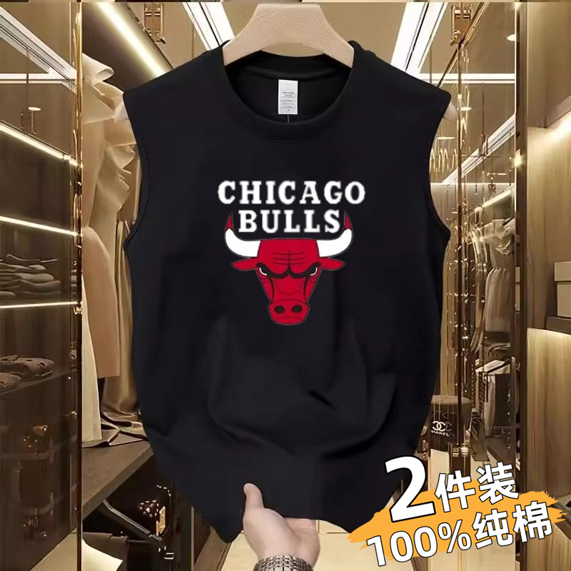 Outlet 100% Pure Cotton Sleeveless Vest Men's Summer New Loose Sports Vest T-Shirt Basketball Clothing