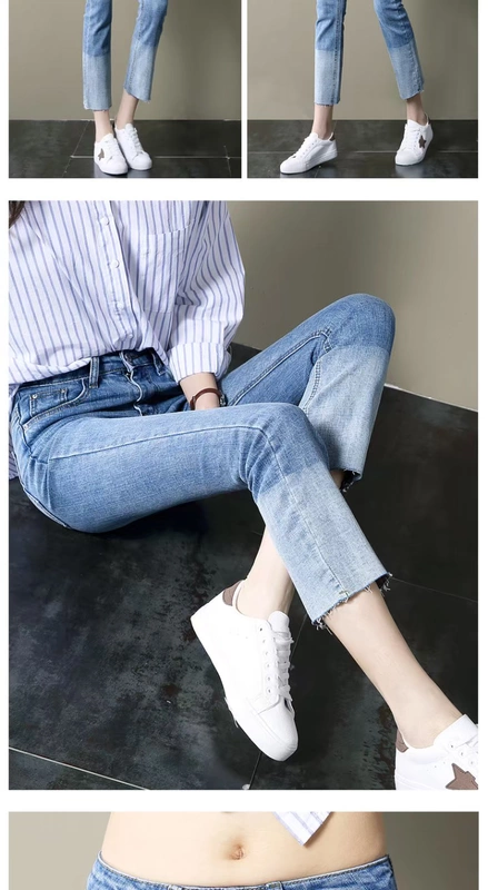 Quần jeans ống suông nữ mùa xuân 2019 mới dành cho nữ phiên bản Hàn Quốc của quần lửng ống rộng yêu hoang dã - Quần jean