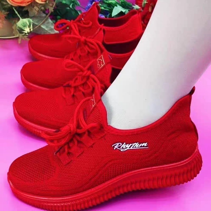 2025 New Red Zodiac Year Mom's Mesh Shoes Versatile Fly-Knit Sports Casual ins Running Trendy Women's Sneakers 2025 New Red Zodiac Year Mom's Mesh Shoes Versatile Fly-Knit Sports Casual ins Running Trendy Women's Sneakers
