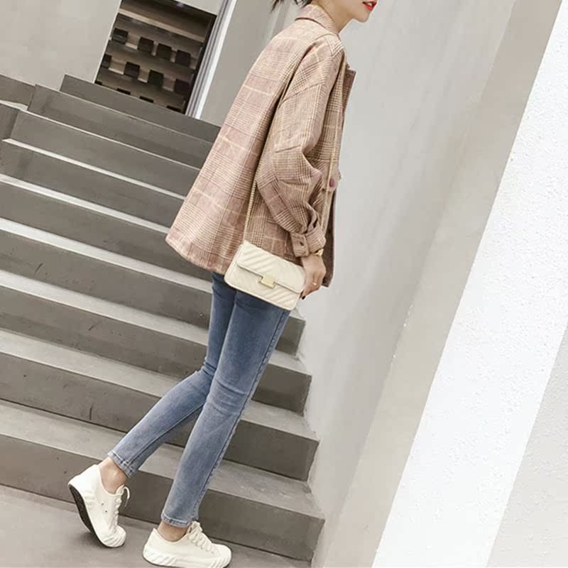 Áo len ngắn nữ 2018 thu đông 2018 phiên bản mới của Hàn Quốc áo kẻ sọc retro dài tay áo cánh nhỏ - Áo Hàn Quốc áo dạ đẹp 2020
