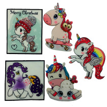 Nouvelle licorne imprimée en trois dimensions Cartoon Rainbow Mabusticker transfert thermique 3D Unicorn Horse Habillement Décoration