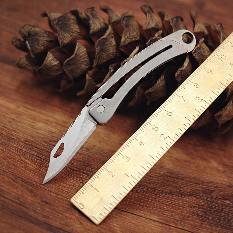 Titanium alloy Mini small knife small bending knife sharp outdoor folding knife with portable anti-body knife open delivery key clasp knife