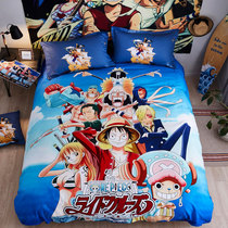 Bed four-piece set Cotton pure cotton boy one piece cartoon animation quilt cover Single quilt cover sheet three-piece set