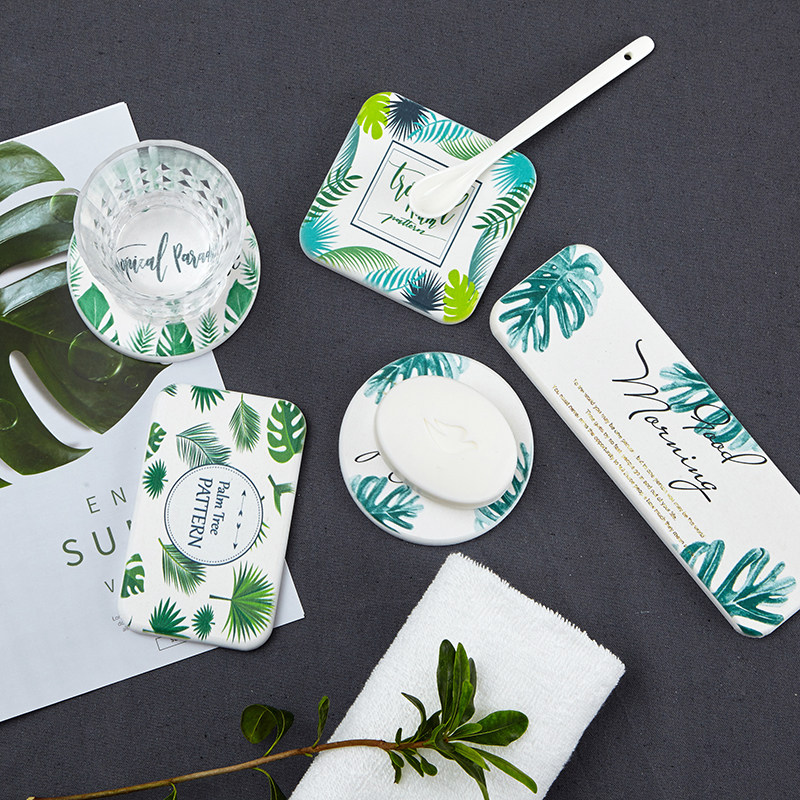 Plant Series Silicon Algae Clay Wash Table Mat Absorbent Cool Mat Kieselguhr Hand Wash Table Cup Mat Makeup Room Soap Absorbent Cool Mat