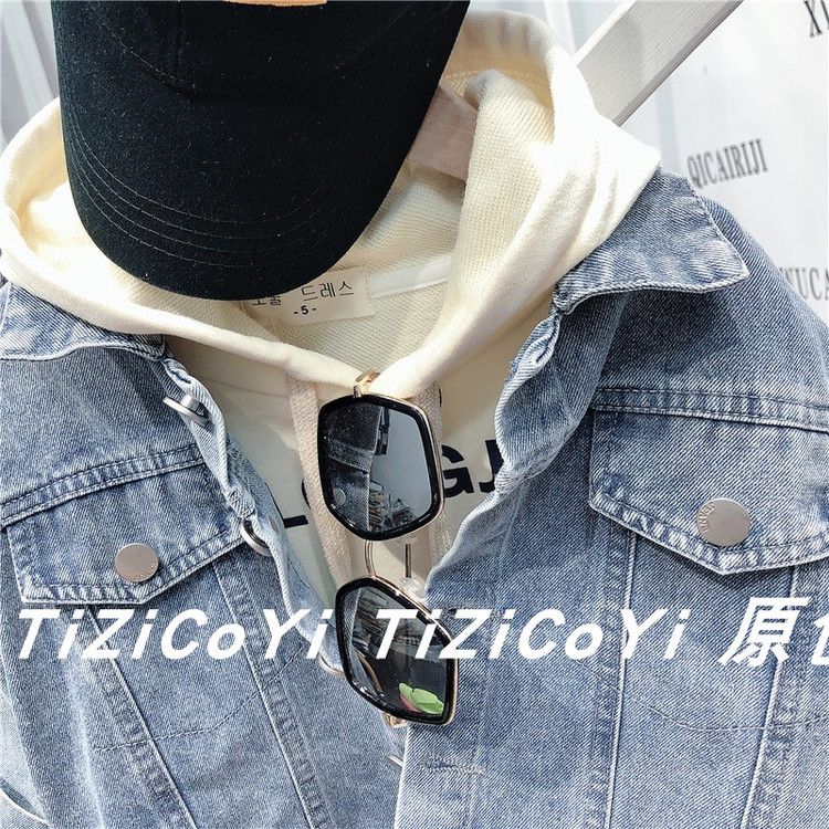 Детская куртка Жан 儿童牛仔外套卡通印花2021春秋新款宽松洋气小童宝宝秋装网红上衣 Tagkita