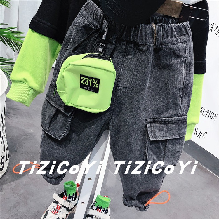 Детская куртка Жан 儿童牛仔外套卡通印花2021春秋新款宽松洋气小童宝宝秋装网红上衣 Tagkita