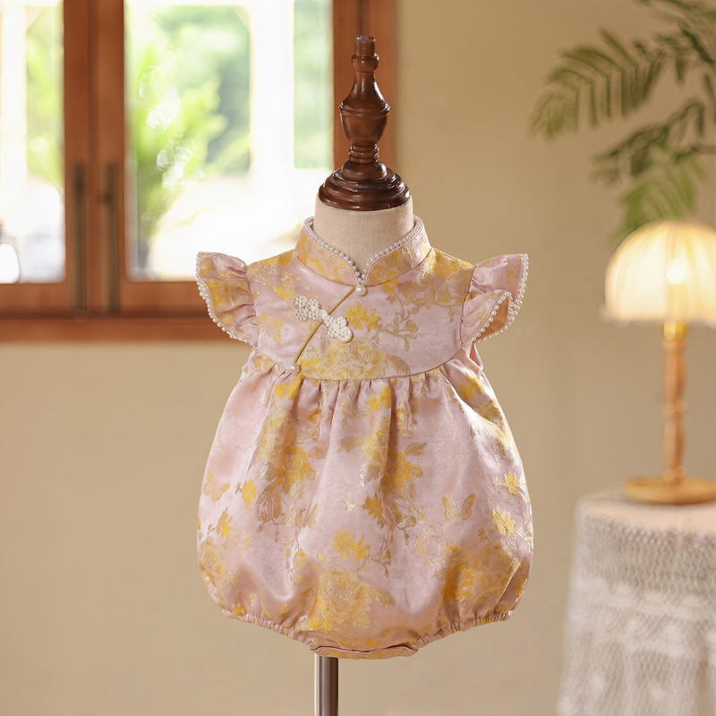 New Chinese-Style National Fashion Baby Girl Romper, Summer Thin Style, Baby's 100-Day Birthday Celebration Dress, Baby's First Birthday Outfit New Chinese-Style National Fashion Baby Girl Romper, Summer Thin Style, Baby's 100-Day Birthday Celebration Dress, Baby's First Birthday Outfit
