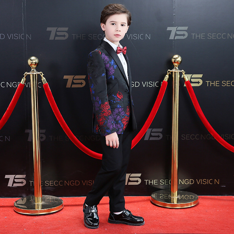 Boy's Little Suite Two-piece handsome English wind flower dress children host the show piano show suit