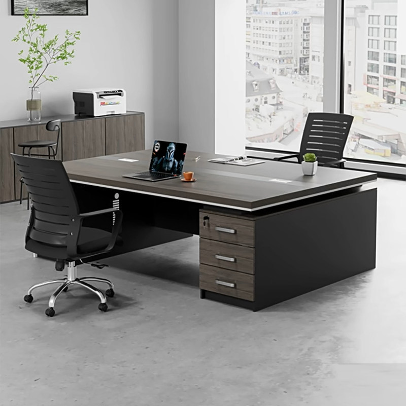 Boss Desk and Chair Set, Two-Person Financial Computer Desk, Integrated Dual-Seat Face-To-Face Manager's Office, Modern